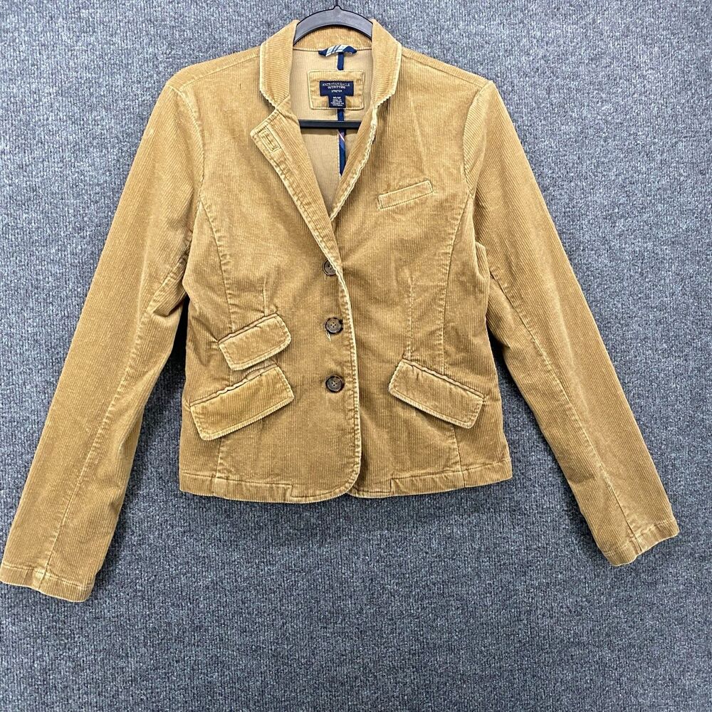 American Eagle Corduroy Jacket Womens M Tan Button‎ Up Vintage 90s Western Barn